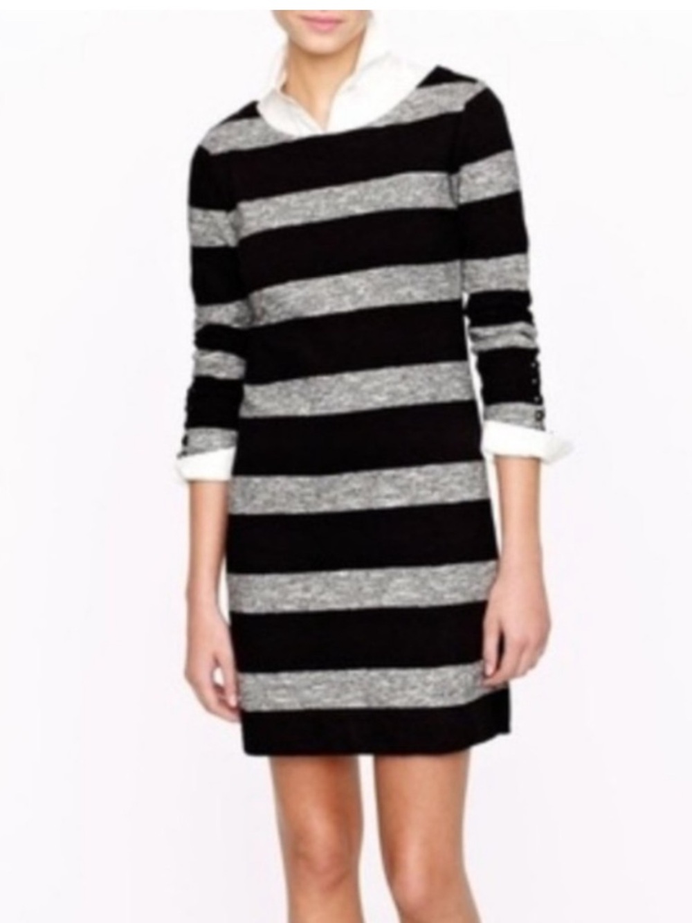 J. Crew Black Maritime Striped T-shirt Shift Gray M Short Casual Dress